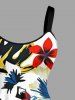 Coconut Tree Flowers Tropical Leaf Print Hawaii Tank Dress - Blanc 6X