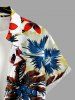 Coconut Tree Flowers Tropical Leaf Print Buttons Pocket Hawaii Shirt For Men - Blanc L