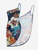 Plus Size Coconut Tree Hibiscus Flower Leaf Print Convertible Hawaii Beach Cover - Cadetblue 3X