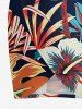 Plus Size Coconut Tree Hibiscus Flower Leaf Print Convertible Hawaii Beach Cover - Cadetblue 3X