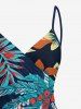 Plus Size Coconut Tree Hibiscus Flower Leaf Print Convertible Hawaii Beach Cover - Cadetblue 3X