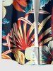 Plus Size Coconut Tree Hibiscus Flower Leaf Print Buttons Pocket Hawaii Shirt For Men - Cadetblue 2XL