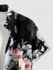 Rose Flowers Leaf Print Buttons Pocket Hawaii Shirt For Men -  