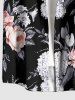 Rose Flowers Leaf Print Buttons Pocket Hawaii Shirt For Men -  