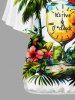 Plus Size Coconut Tree Hibiscus Flower Parrot Clock Print Hawaii T-shirt -  