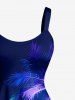 Plus Size Coconut Tree Sea Ombre Sky Print Hawaii A Line Dress - Bleu 6X