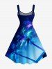 Plus Size Coconut Tree Sea Ombre Sky Print Hawaii A Line Dress - Bleu 6X