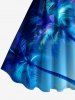 Plus Size Coconut Tree Sea Ombre Sky Print Hawaii A Line Dress - Bleu 6X