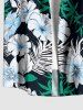 Plus Size Tropical Leaf Hibiscus Flower Print Hawaii Button Pocket Shirt For Men - Noir 6XL