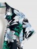 Plus Size Tropical Leaf Hibiscus Flower Print Hawaii Button Pocket Shirt For Men - Noir 6XL