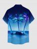 Plus Size Coconut Tree Sea Ombre Sky Print Hawaii Button Pocket Shirt For Men -  