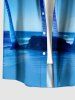 Plus Size Coconut Tree Sea Ombre Sky Print Hawaii Button Pocket Shirt For Men -  