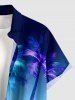 Plus Size Coconut Tree Sea Ombre Sky Print Hawaii Button Pocket Shirt For Men -  