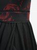 Rose Flower Print Chain Panel Lace Trim Cold Shoulder High Low Dress -  