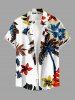 Coconut Tree Flowers Tropical Leaf Print Matching Hawaii Beach Outfit For Couples - Blanc 