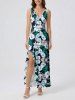 Tropical Leaf Hibiscus Flower Print Matching Hawaii Beach Outfit For Couples -  