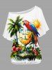 Coconut Tree Hibiscus Flower Parrot Clock Print Matching Hawaii Beach Outfit For Couples -  