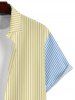 Men's Matching Two Piece Co Ord Striped Button Up Short Sleeves Shirt And Drawstring Shorts Set -  