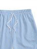 Men's Matching Two Piece Co Ord Striped Button Up Short Sleeves Shirt And Drawstring Shorts Set - Bleu Poudre M