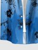 Hibiscus Flower Leaf Branch Print Hawaii Button Pocket Shirt For Men - Bleu 4XL