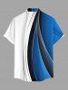 Curve Ombre Print Hawaii Button Pocket Shirt For Men - Bleu L