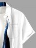 Curve Ombre Print Hawaii Button Pocket Shirt For Men - Bleu L