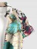 Skulls Flower Leaf Bird Print Hawaii Button Pocket Shirt For Men - café lumière 3XL