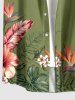 Hibiscus Flower Tropical Leaf Print Buttons Pocket Hawaii Shirt For Men - Vert clair 3XL
