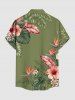 Hibiscus Flower Tropical Leaf Print Buttons Pocket Hawaii Shirt For Men - Vert clair 3XL
