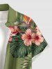Hibiscus Flower Tropical Leaf Print Buttons Pocket Hawaii Shirt For Men - Vert clair 3XL