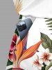 Hibiscus Flower Tropical Leaf Print Cinched Hawaii Romper - Vert clair XXS