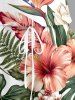 Hibiscus Flower Tropical Leaf Print Cinched Hawaii Romper - Vert clair XXS