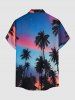 Coconut Tree Ombre Sky Print Hawaii Button Pocket Shirt For Men -  