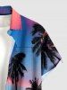 Coconut Tree Ombre Sky Print Hawaii Button Pocket Shirt For Men -  