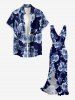 Leaf Flower Print Hawaii Ruffles Split Dress -  