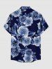 Leaf Flower Print Hawaii Button Pocket Shirt For Men - Cadetblue 2XL