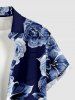 Leaf Flower Print Hawaii Button Pocket Shirt For Men - Cadetblue 2XL