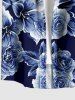 Leaf Flower Print Hawaii Button Pocket Shirt For Men - Cadetblue 2XL