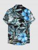 Coconut Tree Hibiscus Flower Print Hawaii Button Pocket Shirt For Men -  