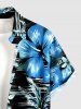 Coconut Tree Hibiscus Flower Print Hawaii Button Pocket Shirt For Men -  