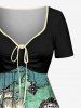 Robe trapèze cintrée à imprimé crâne, voilier et mer pour croisière Hawaï - Turquoise Foncée XS