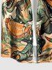 Dinosaur Cat Mountain Print Buttons Pocket Hawaii Shirt For Men - Orange 6XL