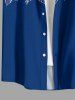 Hibiscus Flower Tropical Leaf Skull Colorblock Print Buttons Pocket Hawaii Shirt For Men - Bleu 3XL