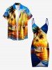 Coconut Tree Sailboat Sun Seascape Print Convertible Hawaii Beach Cover -  