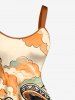 Dinosaur Cat Mountain Print Hawaii Tank Dress - Orange 6X