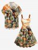 Dinosaur Cat Mountain Print Hawaii Tank Dress - Orange 6X