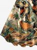 Dinosaur Cat Mountain Print Hawaii Tank Dress - Orange 6X