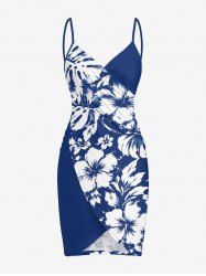 Hibiscus Flower Tropical Leaf Print Convertible Hawaii Beach Cover -  