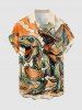 Dinosaur Cat Mountain Print Matching Hawaii Beach Outfit For Couples - Orange 