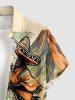 Dinosaur Cat Mountain Print Matching Hawaii Beach Outfit For Couples - Orange 